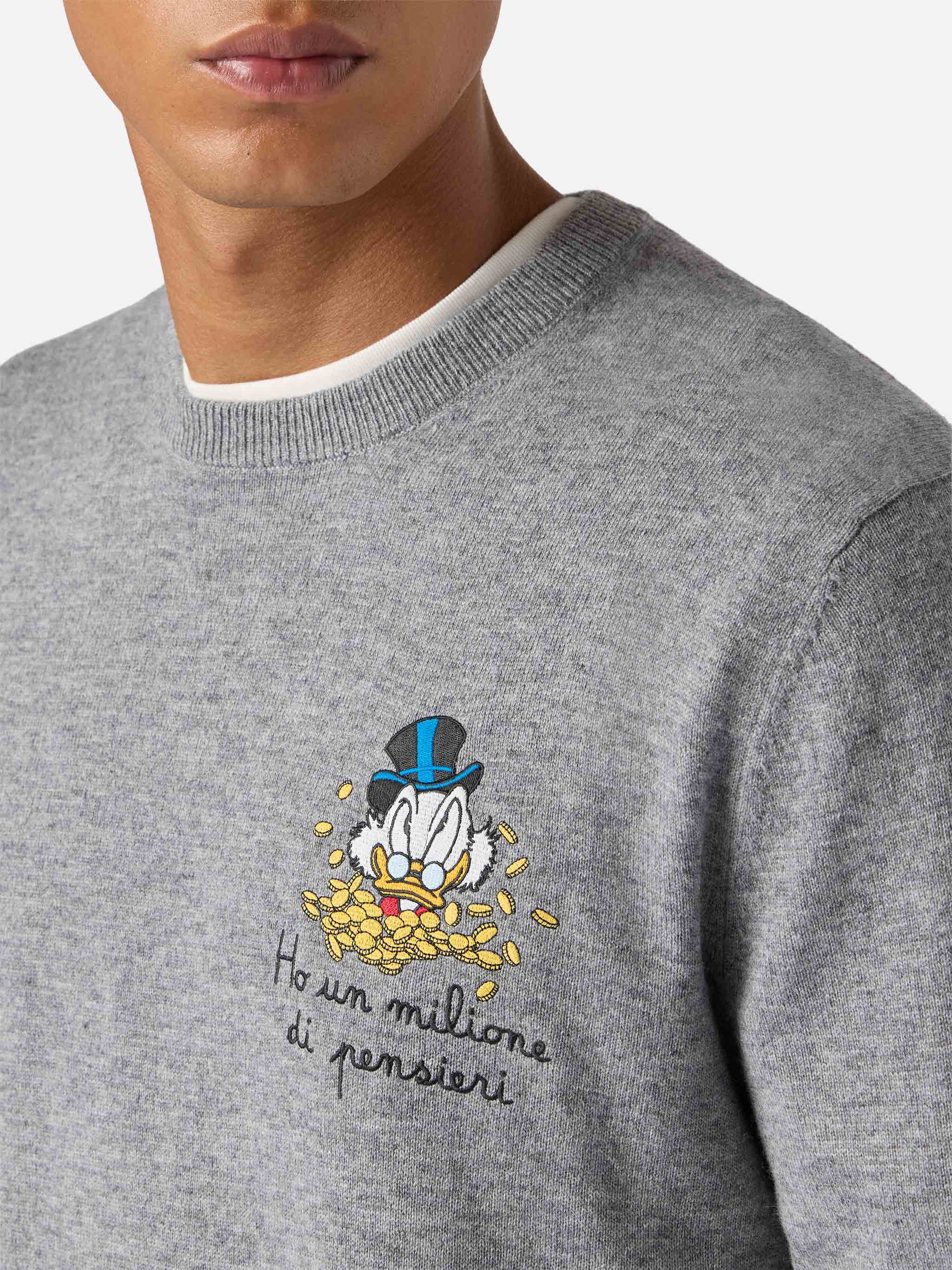 Crewneck sweater Heron Light with Uncle Scrooge embroidery