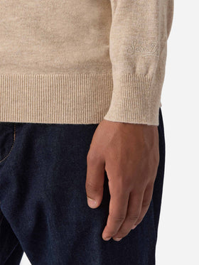 Crewneck sweater Heron Light with Va tutto al contrario embroidery
