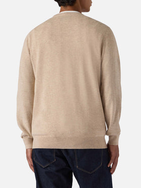 Crewneck sweater Heron Light with Va tutto al contrario embroidery