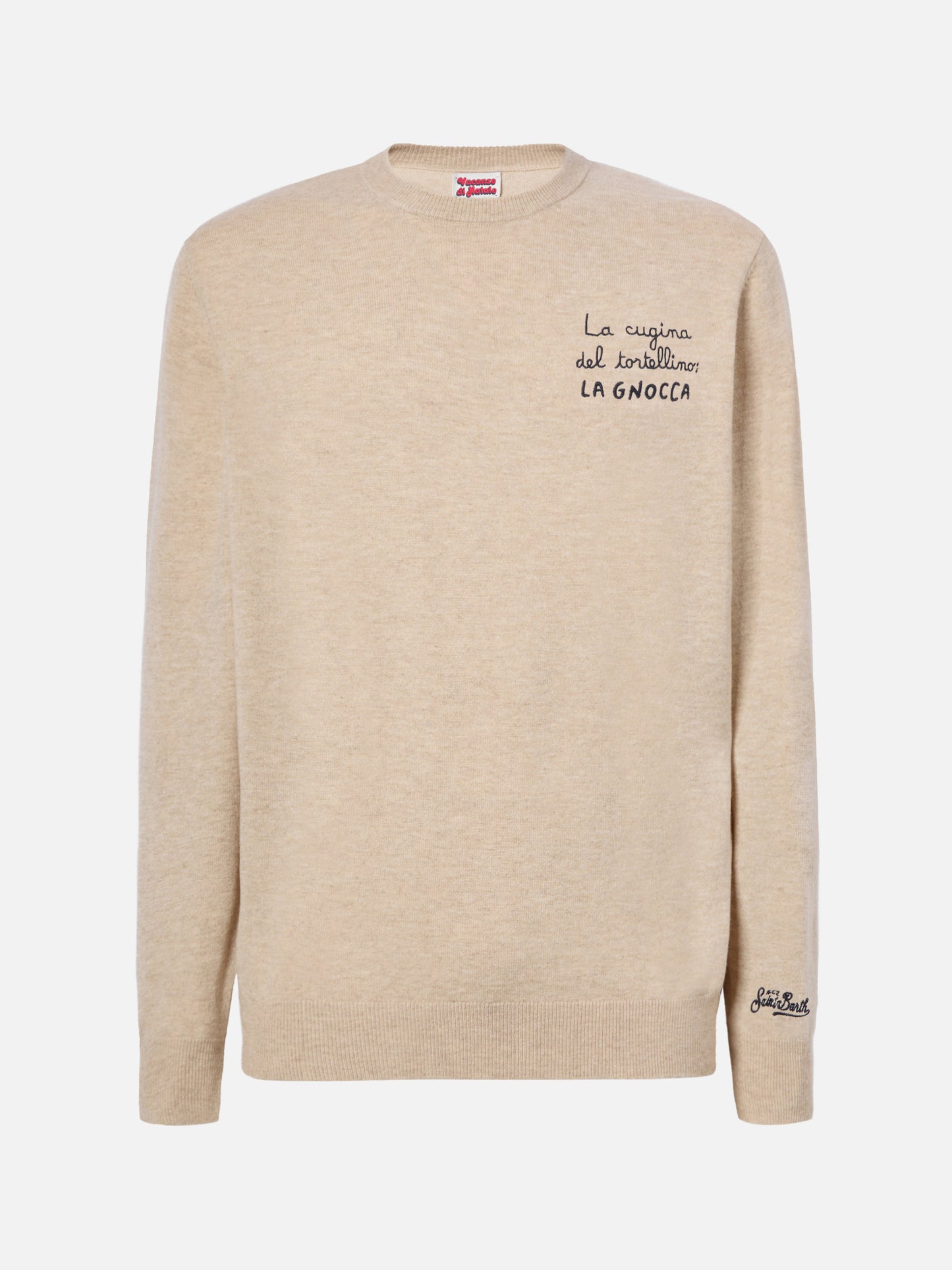 Crewneck sweater Heron Light with La cugina del tortellino, la Gnocca! embroidery | VACANZE DI NATALE SPECIAL EDITION