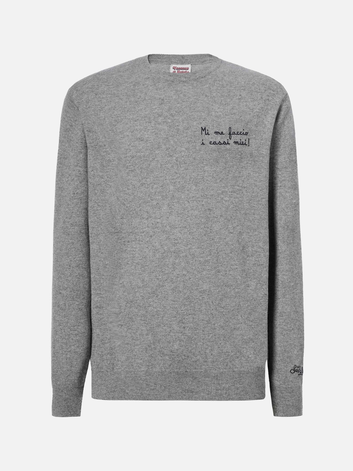 Crewneck sweater Heron Light with Mi me faccio i cassi miei! embroidery | VACANZE DI NATALE SPECIAL EDITION
