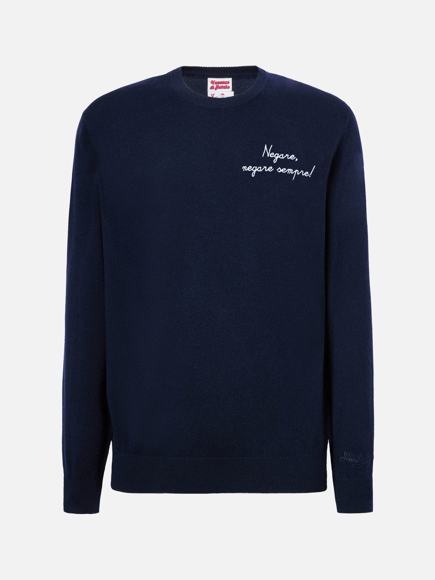 Crewneck Heron Light with Negare, negare sempre! embroidery | VACANZE DI NATALE SPECIAL EDITION