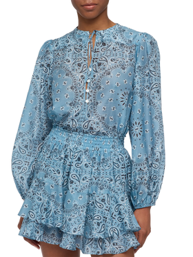 Harper silk voile blouse in lurex silk voile with bandanna print - MC2 Saint Barth