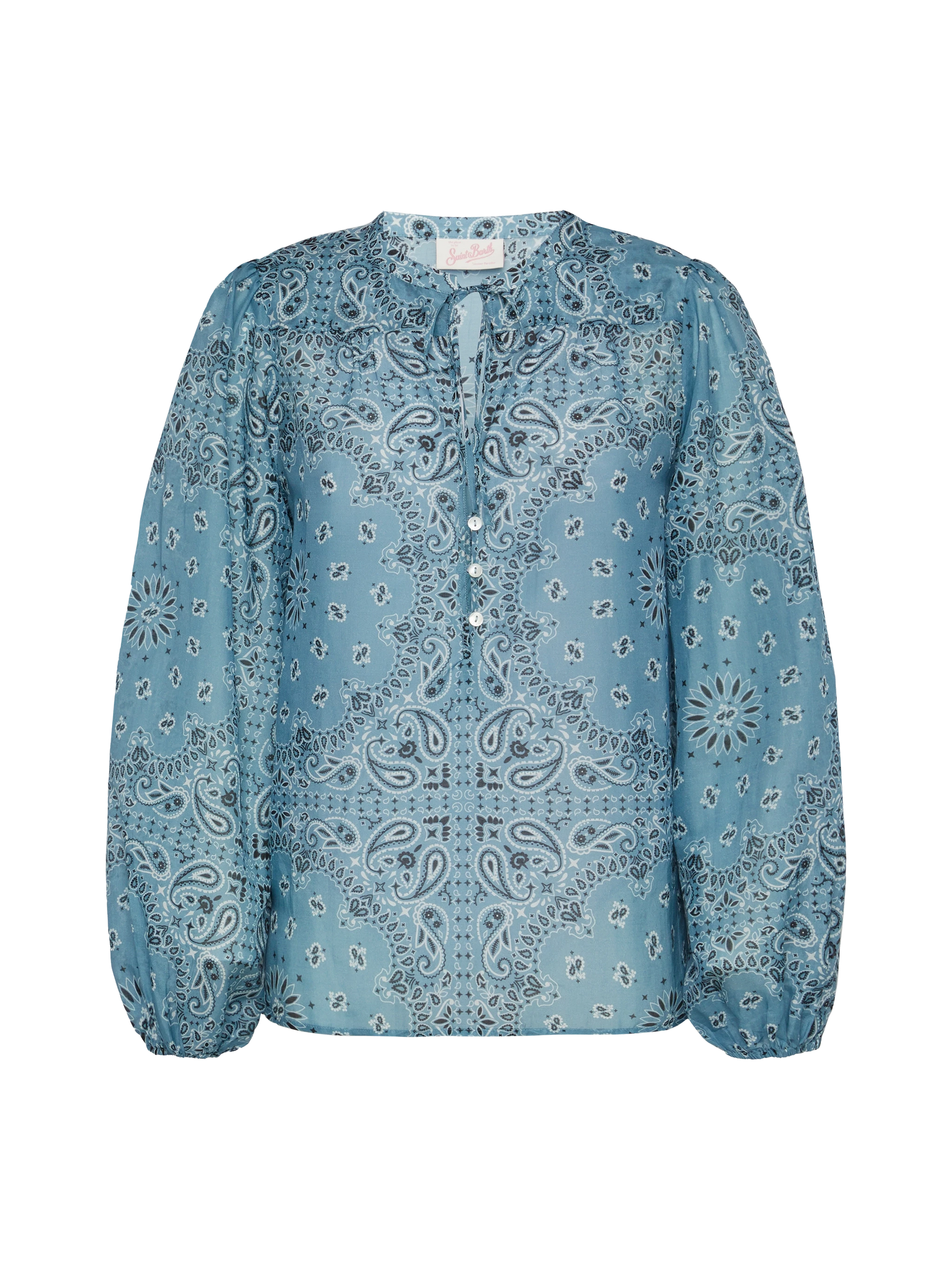 Harper silk voile blouse in lurex silk voile with bandanna print - MC2 Saint Barth