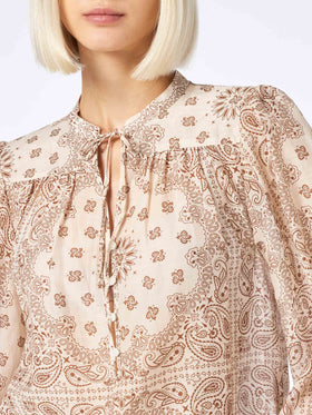 Woman silk voile blouse Harper with bandanna print - MC2 Saint Barth