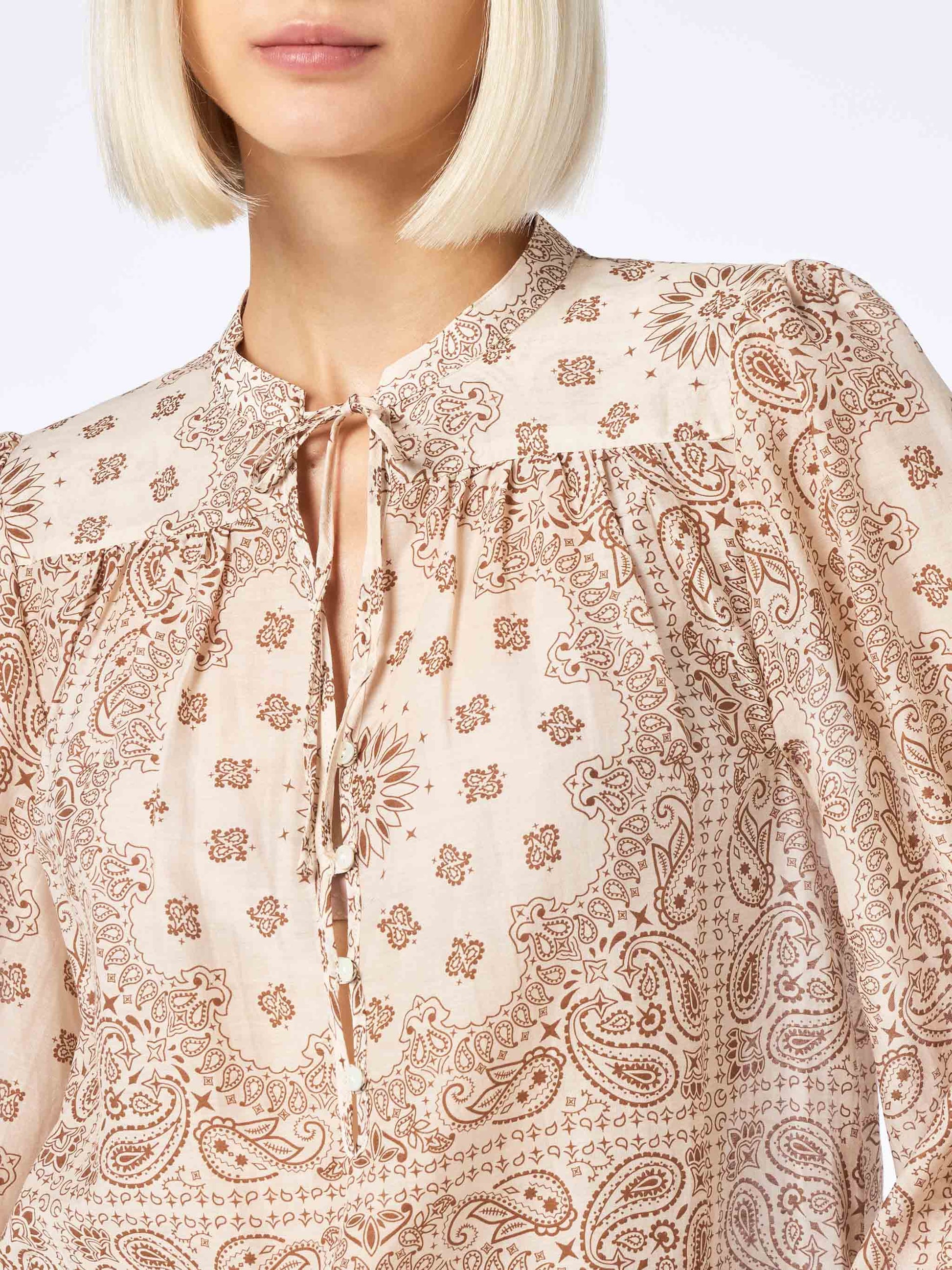 Woman silk voile blouse Harper with bandanna print - MC2 Saint Barth