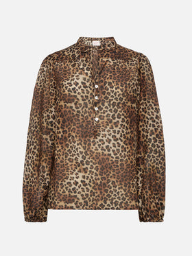 Harper silk voile blouse in silk voile with animalier print