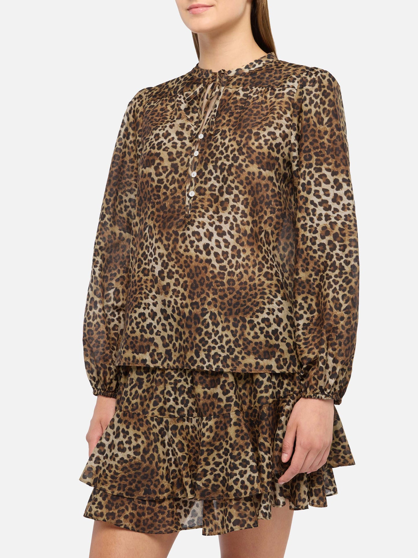 Harper silk voile blouse in silk voile with animalier print