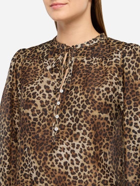 Harper silk voile blouse in silk voile with animalier print
