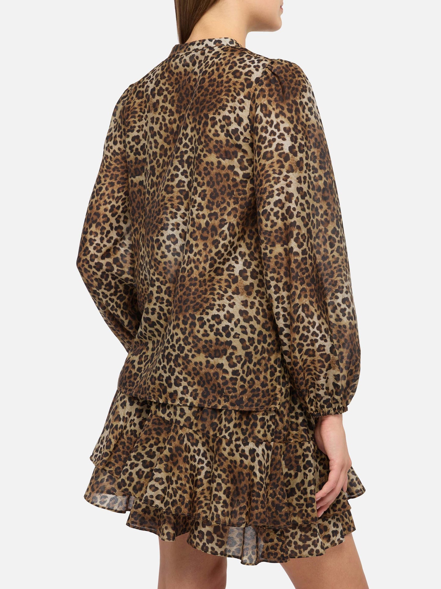 Harper silk voile blouse in silk voile with animalier print