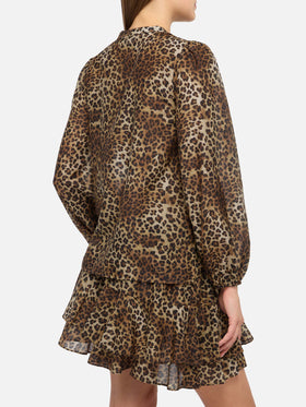 Harper silk voile blouse in silk voile with animalier print