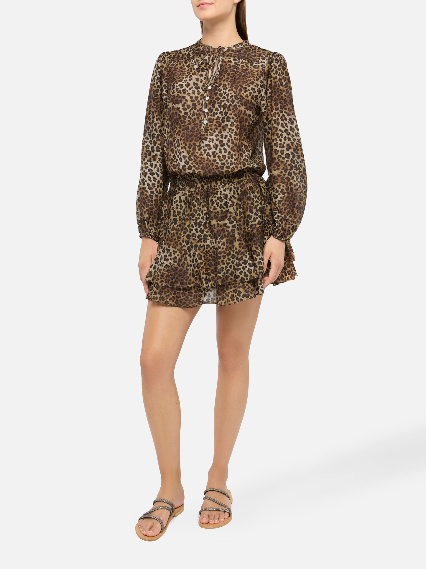 Harper silk voile blouse in silk voile with animalier print