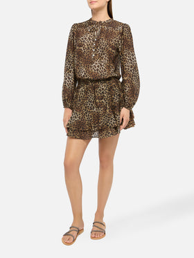 Harper silk voile blouse in silk voile with animalier print
