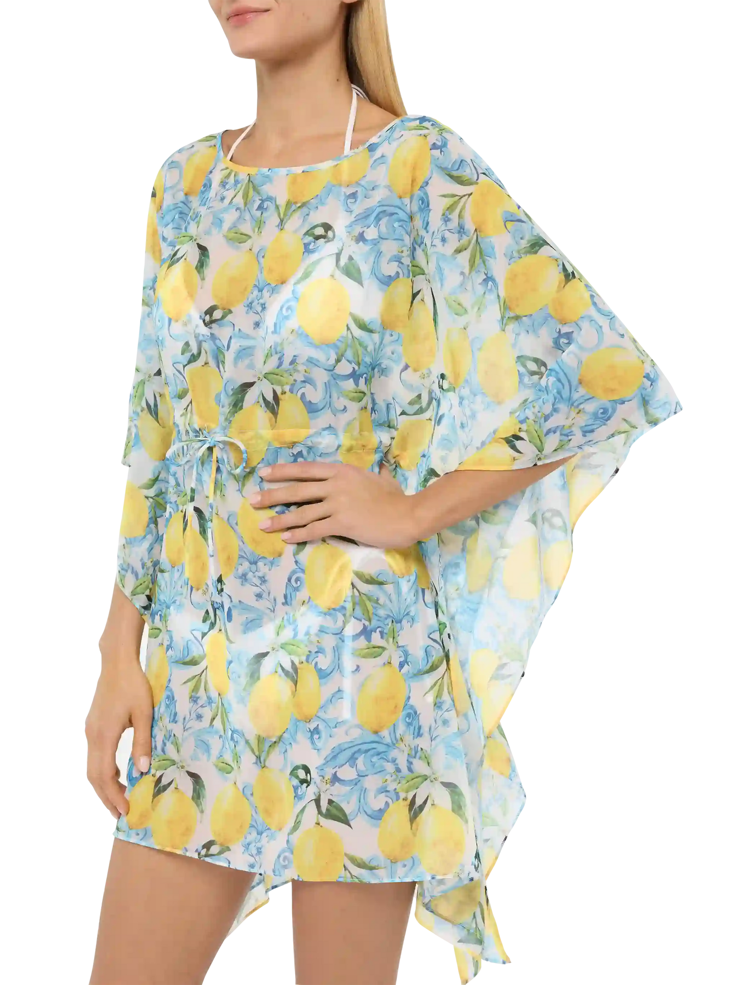 Iria cotton silk kaftan with majolica print - MC2 Saint Barth