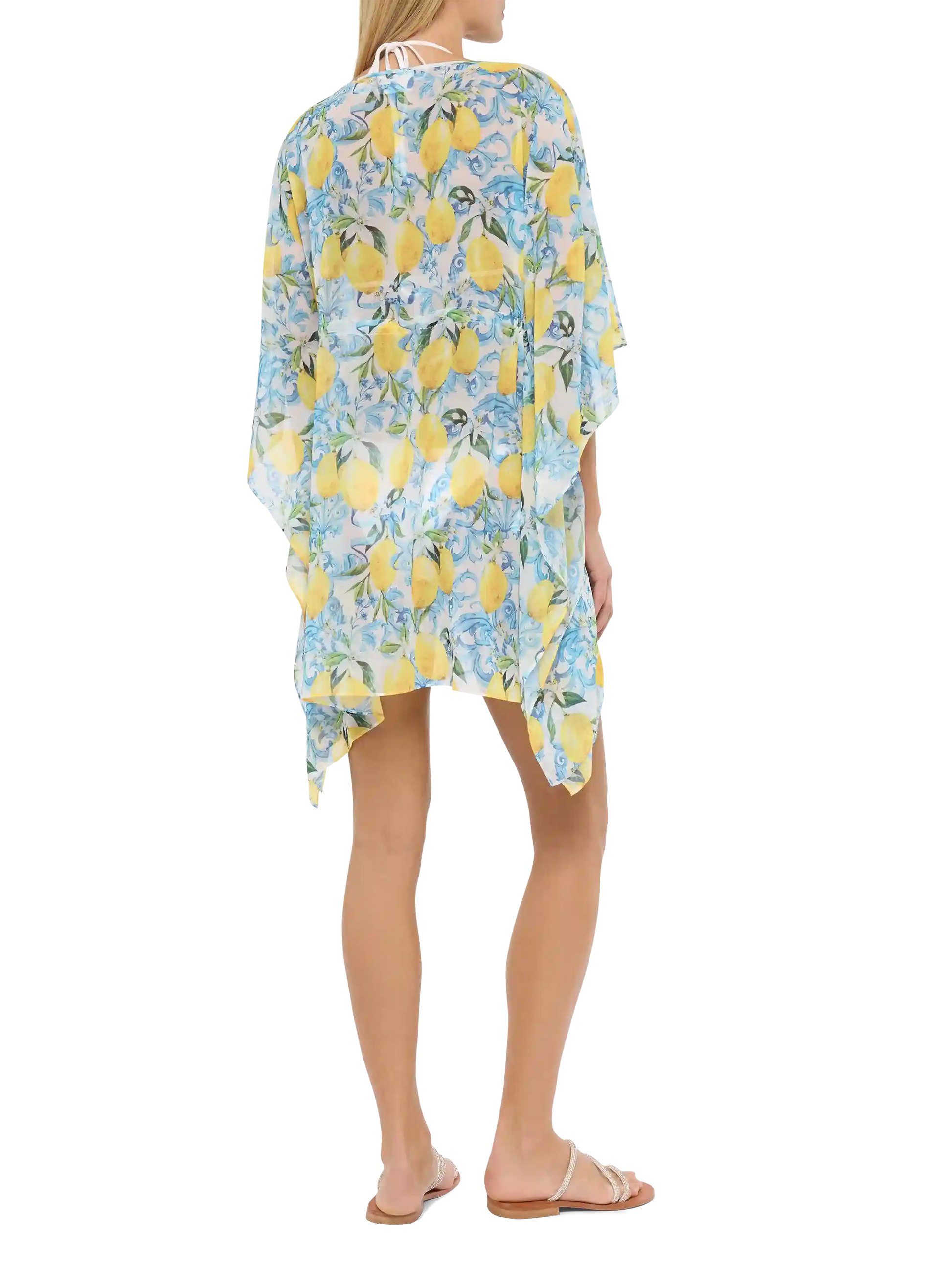 Iria cotton silk kaftan with majolica print - MC2 Saint Barth