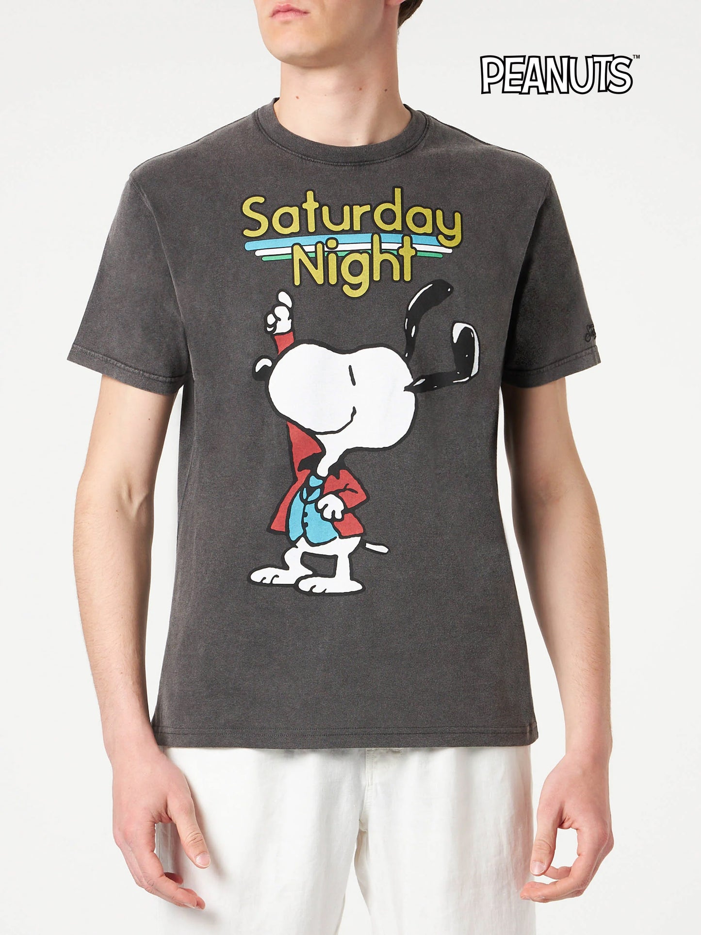 T-shirt da uomo in cotone con stampa Snoopy dancer | EDIZIONE SPECIALE PEANUTS®