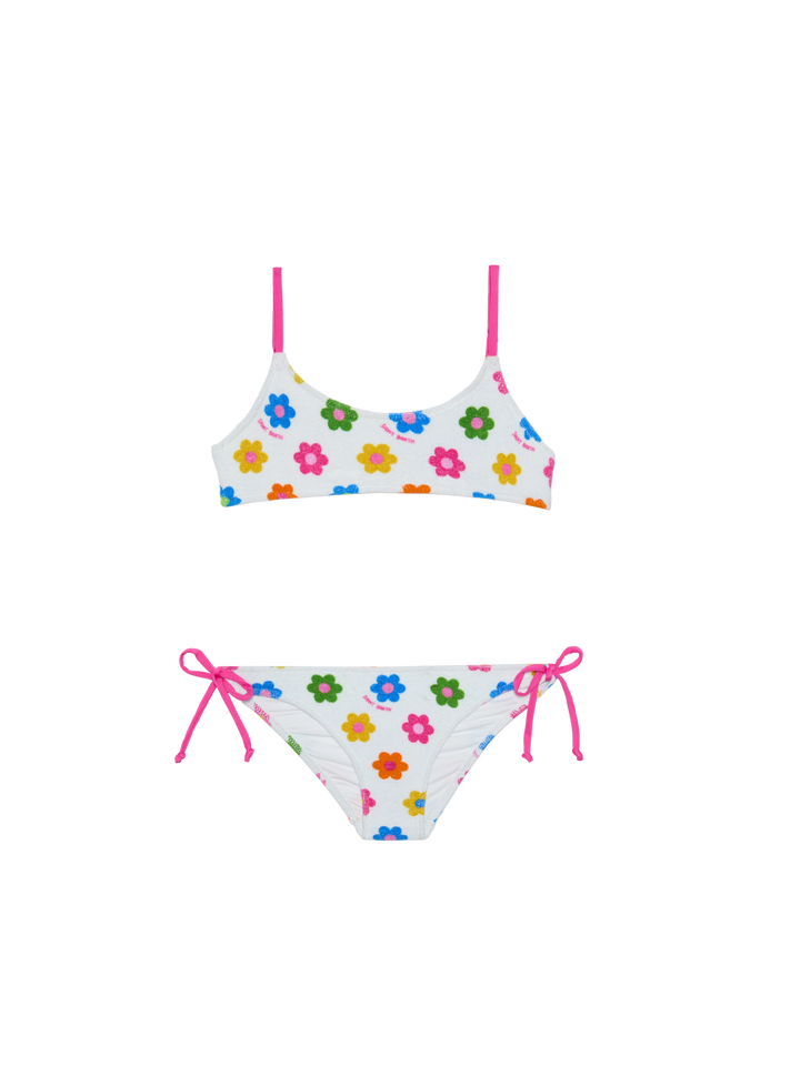 Bikini da bambina a bralette con margherite