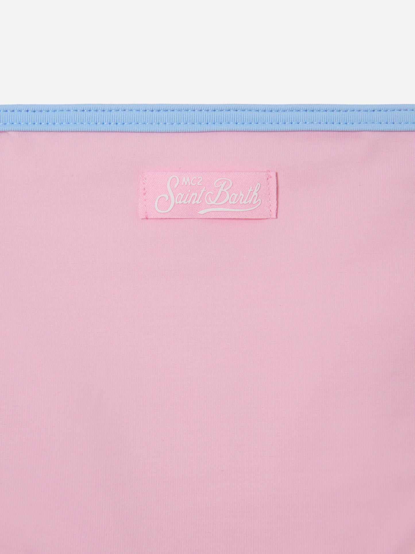 Jaiden String pink bikini with multicolor terry effect patch