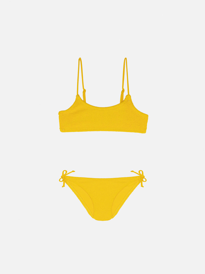 Bikini bralette Jaiden in crinkle giallo