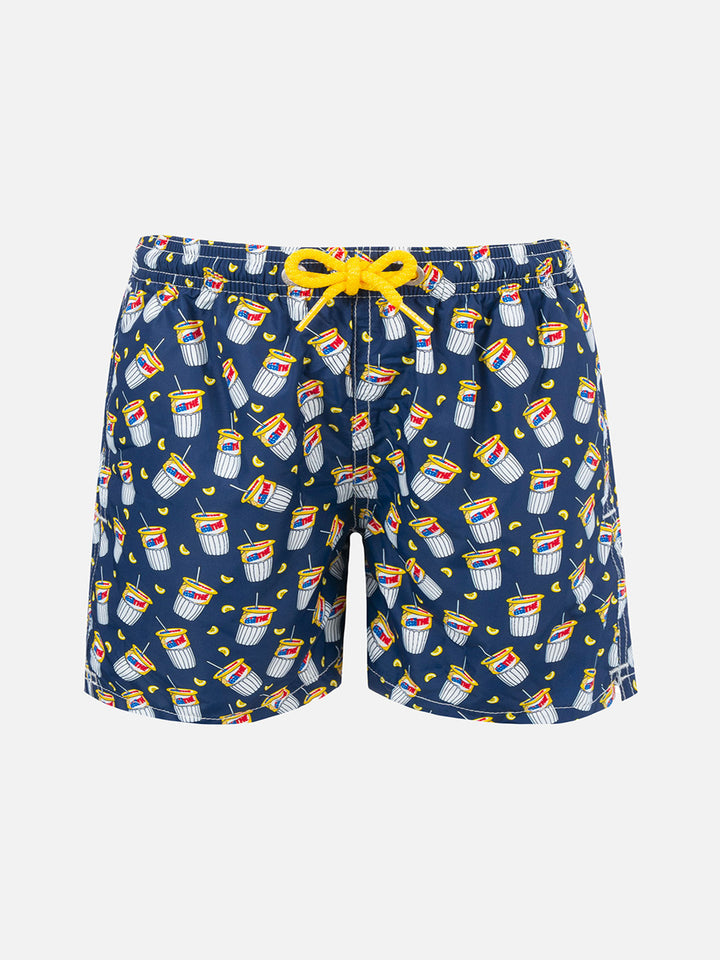 Boy lightweight fabric swimshorts with Estathè print | ESTATHE' SPECIAL EDITION - MC2 Saint Barth