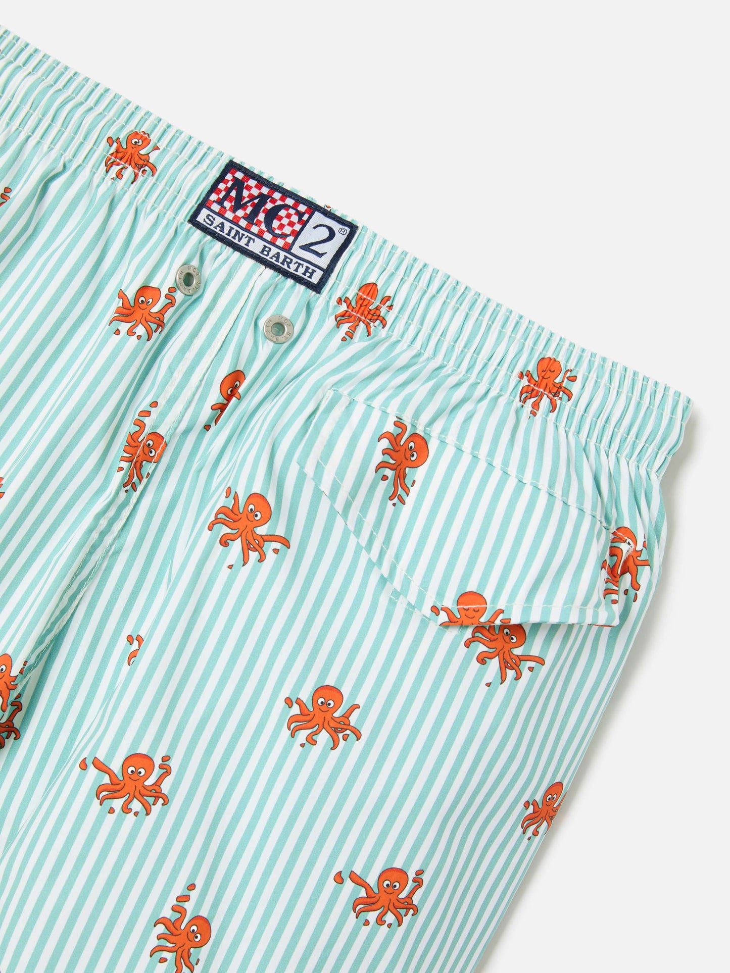 Jean Lighting Stretch swim shorts striped with all-over octopus print