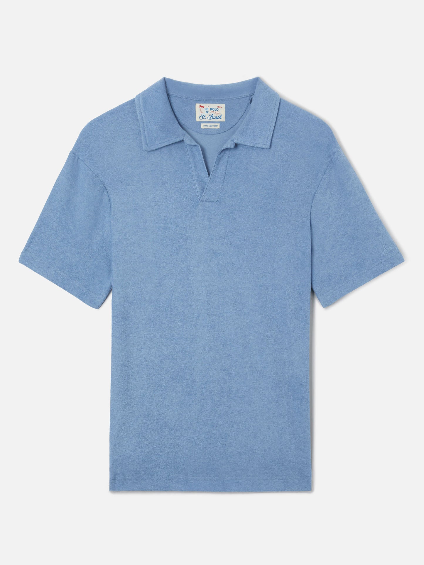 Powder blue Jeremy polo in terry-effect cotton