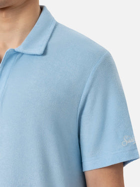 Jeremy light blue terry buttonless polo shirt - MC2 Saint Barth