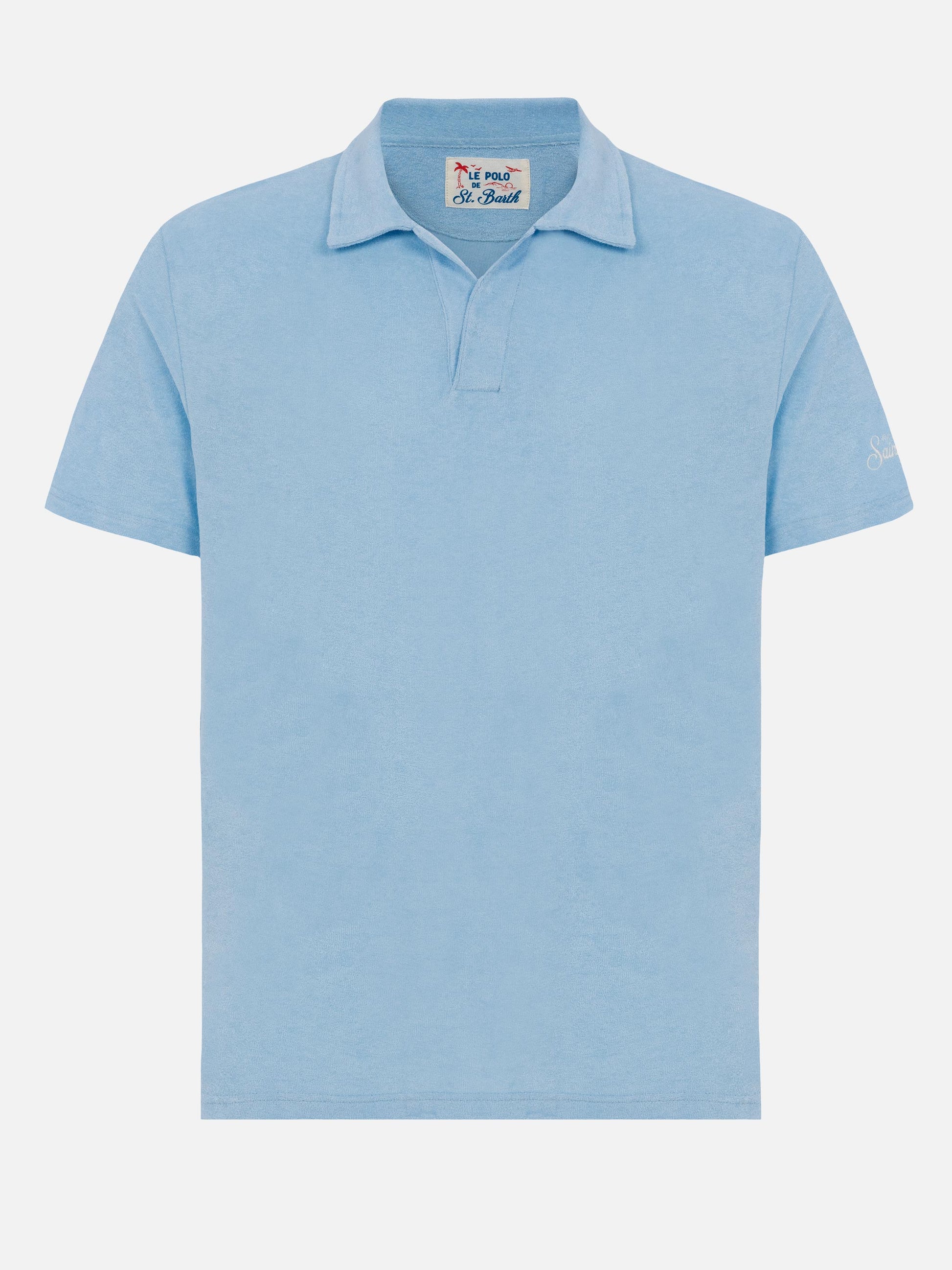 Jeremy light blue terry buttonless polo shirt - MC2 Saint Barth