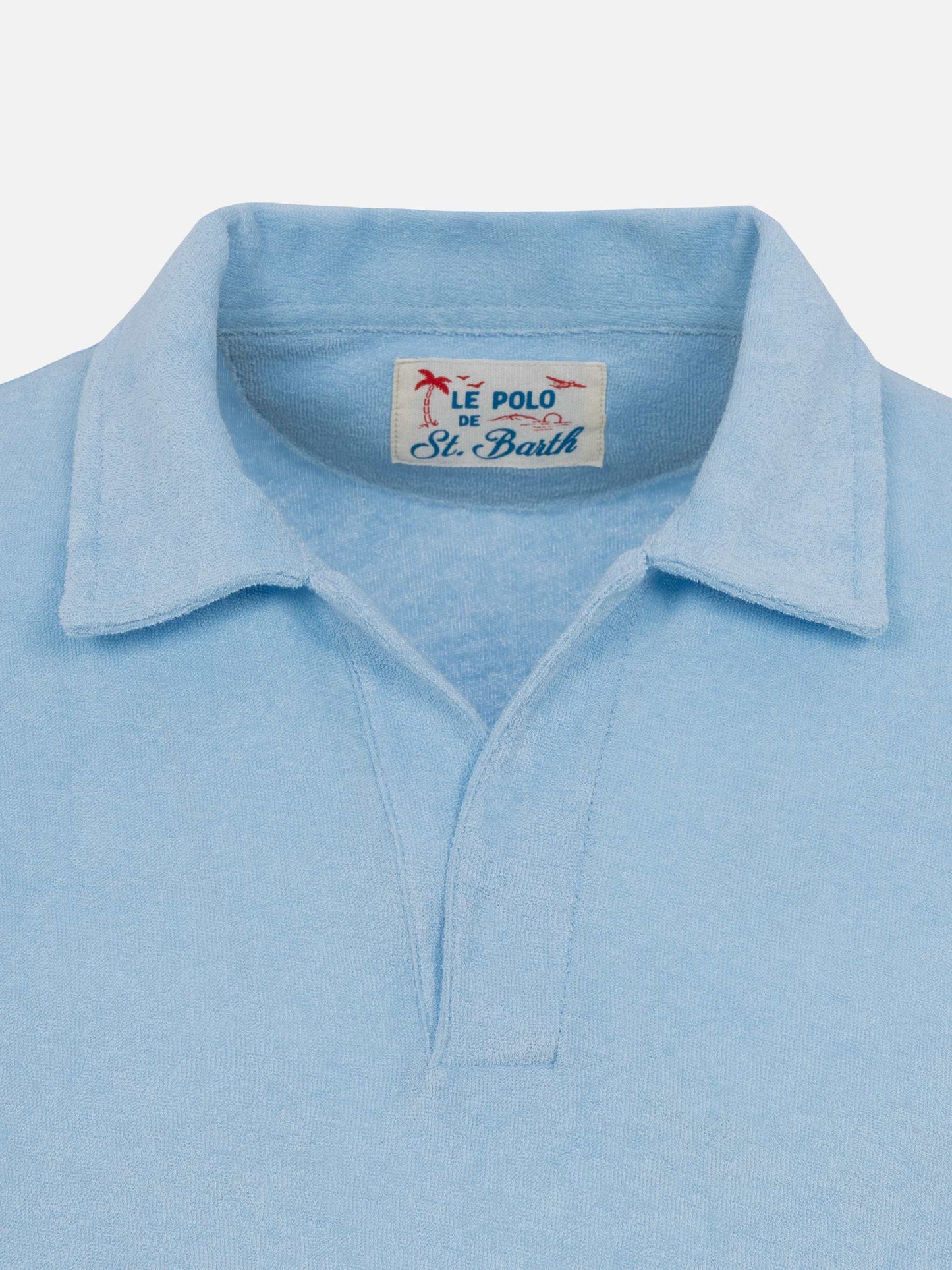 Jeremy light blue terry buttonless polo shirt - MC2 Saint Barth