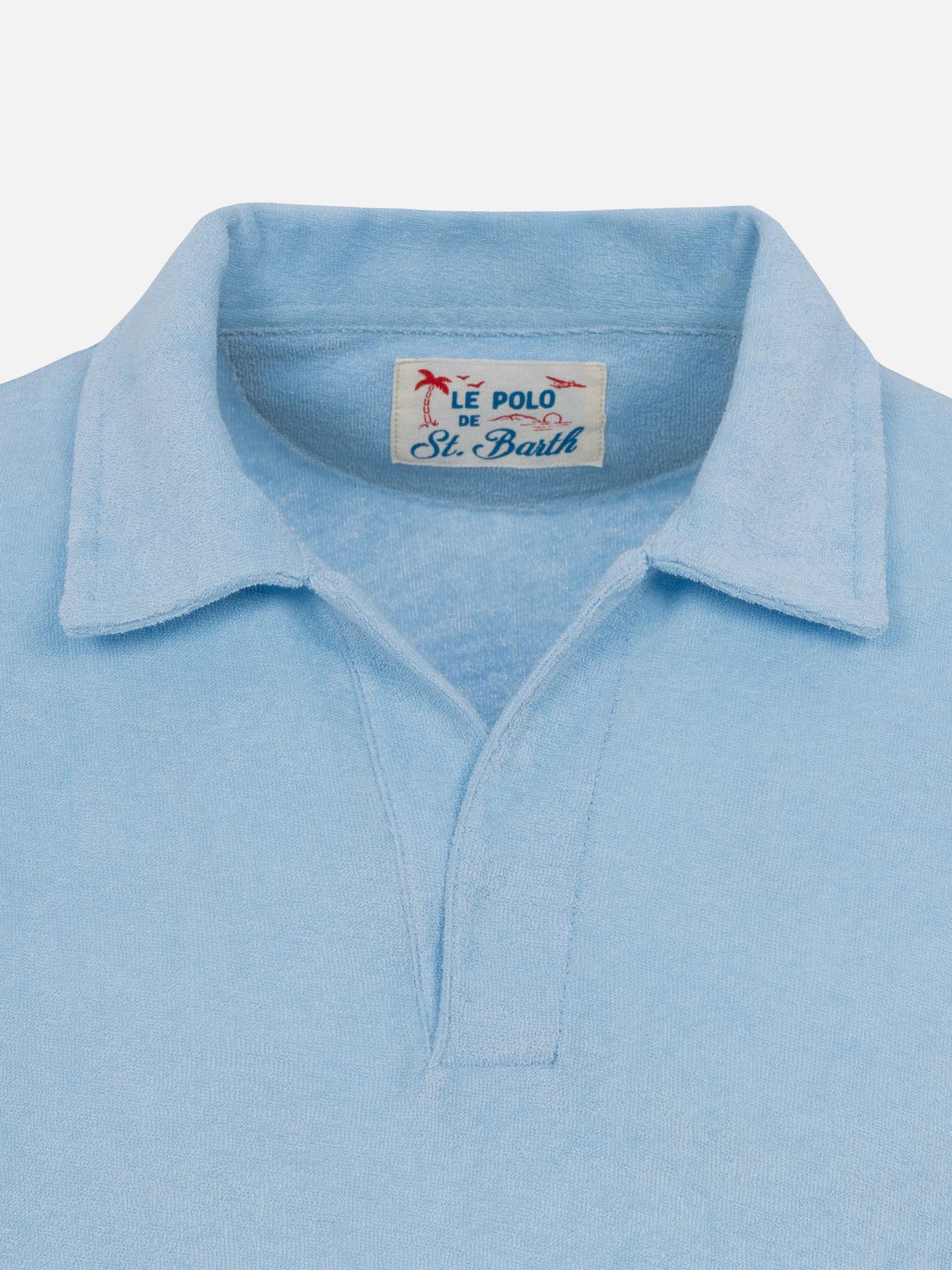 Jeremy light blue terry buttonless polo shirt - MC2 Saint Barth