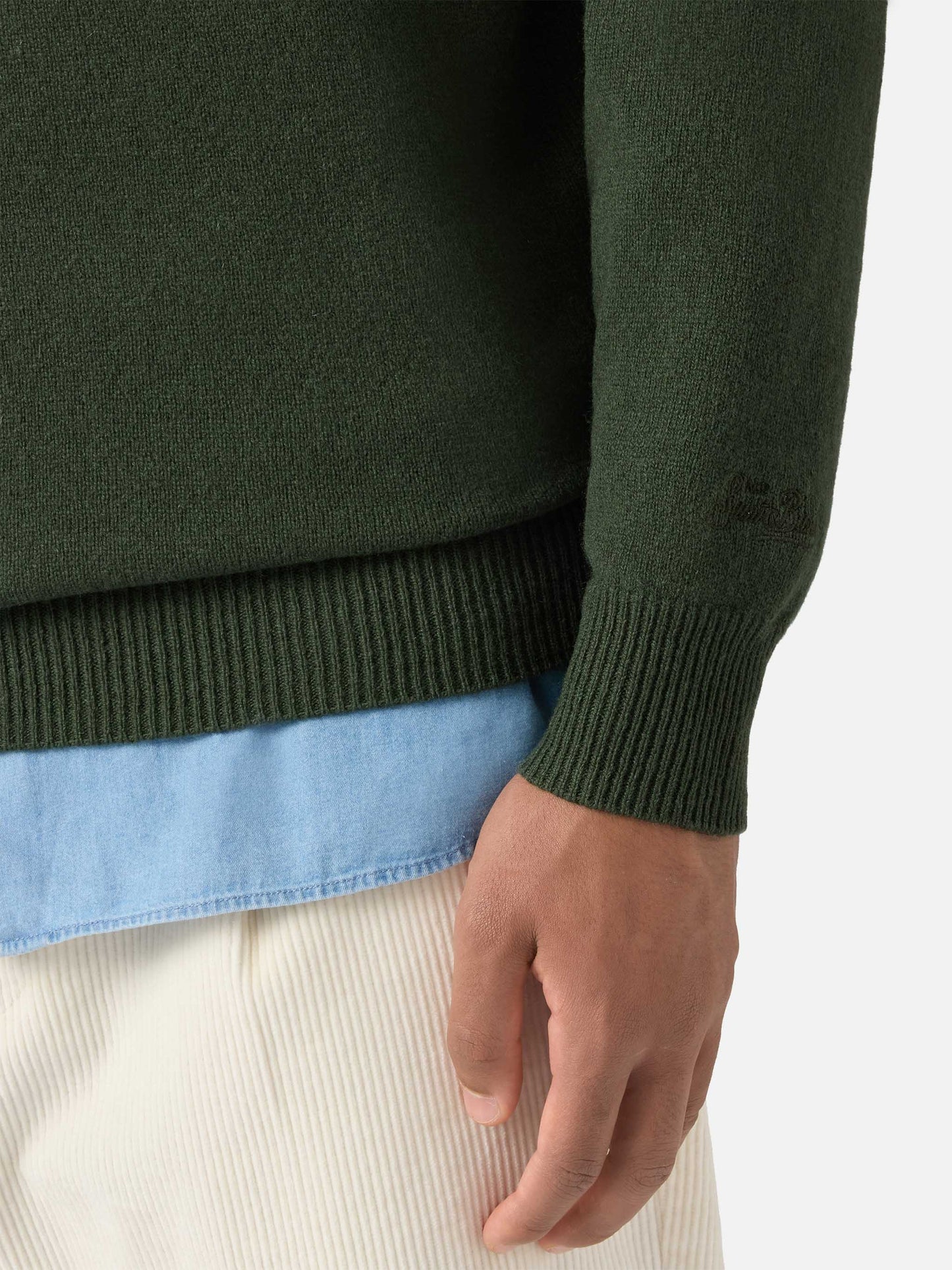 Pullover a mezza zip Jermyn in 100% lambswool verde muschio
