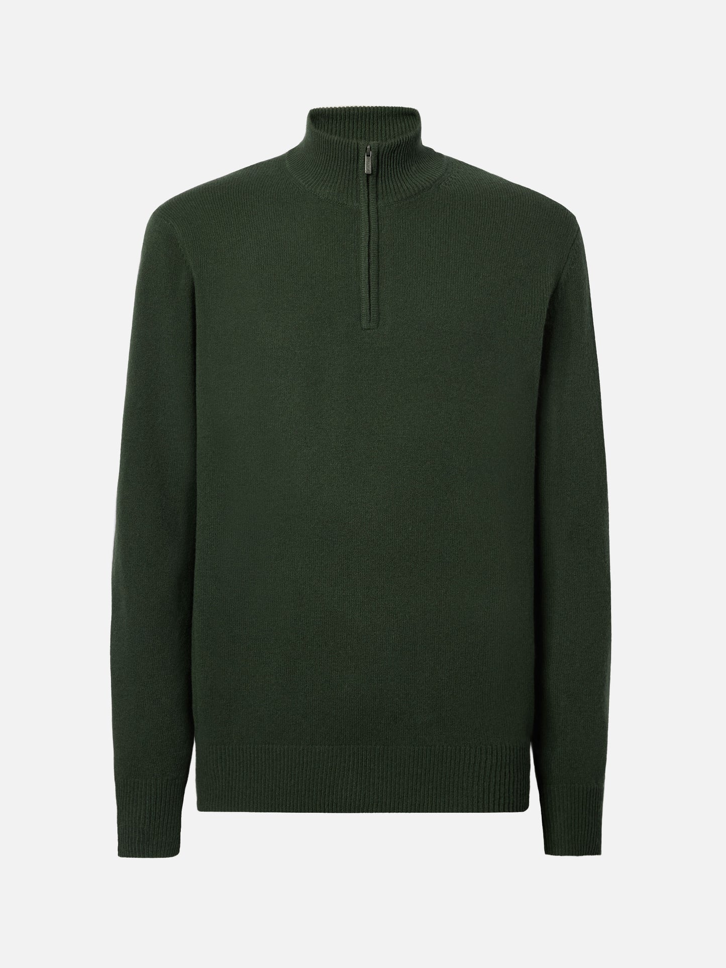 Pullover a mezza zip Jermyn in 100% lambswool verde muschio
