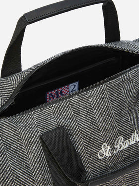 Jetleg Wool Travel Bag in herringbone wool blend