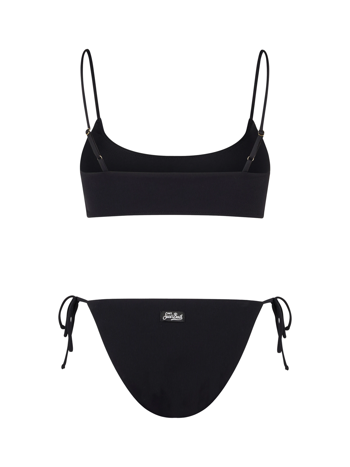 Schwarzer gerippter Bralette-Bikini für Damen Judy Virgo