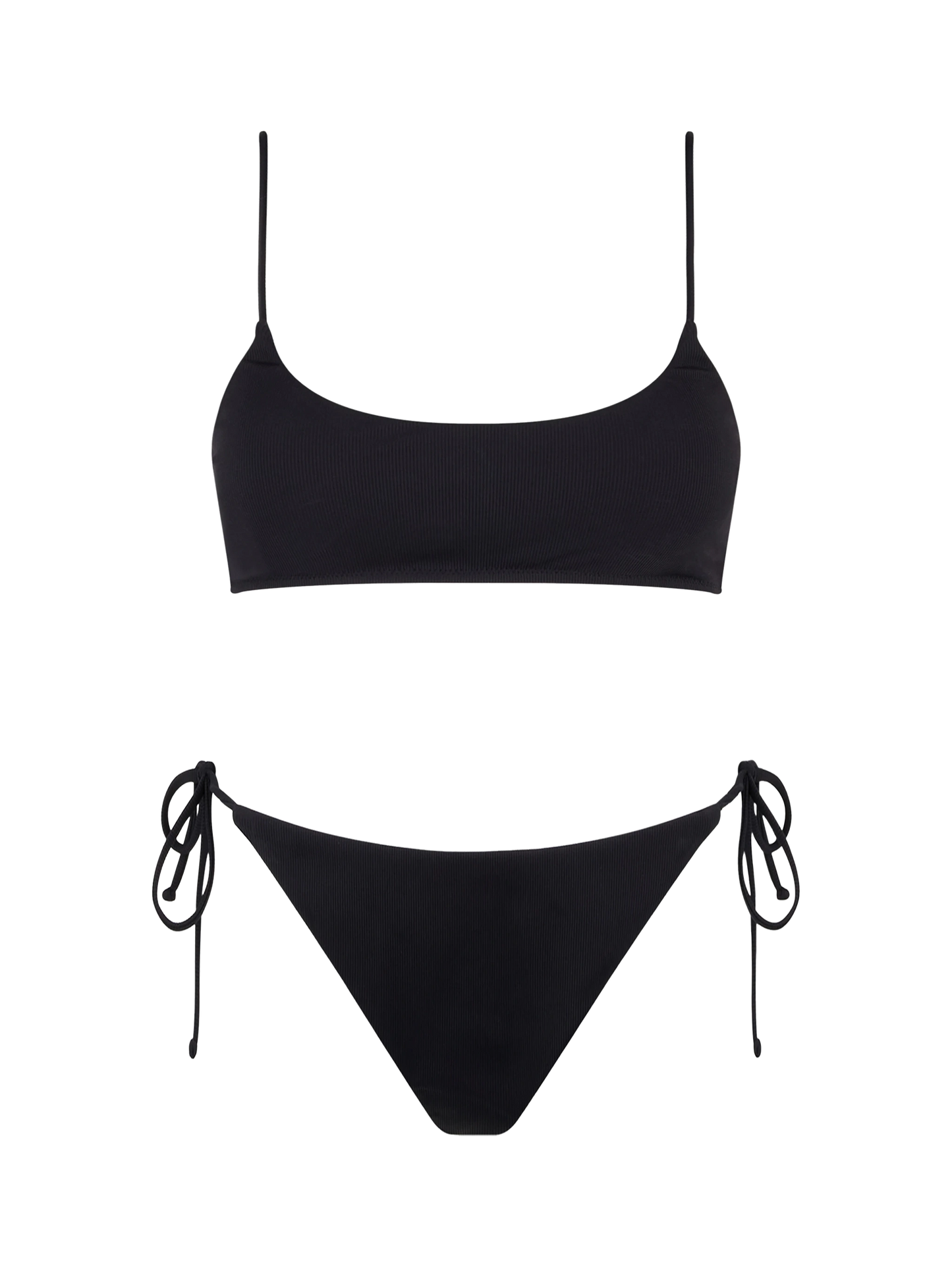 Schwarzer gerippter Bralette-Bikini für Damen Judy Virgo