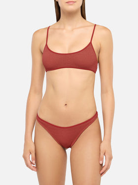 Bralette bikini Judy Naomi with cheeky swim briefs in rust orange crinkle