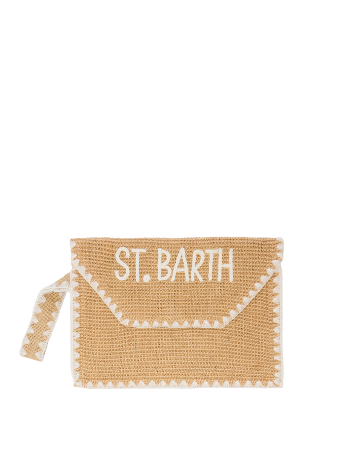Pochette Envelope in juta con passamanieria
