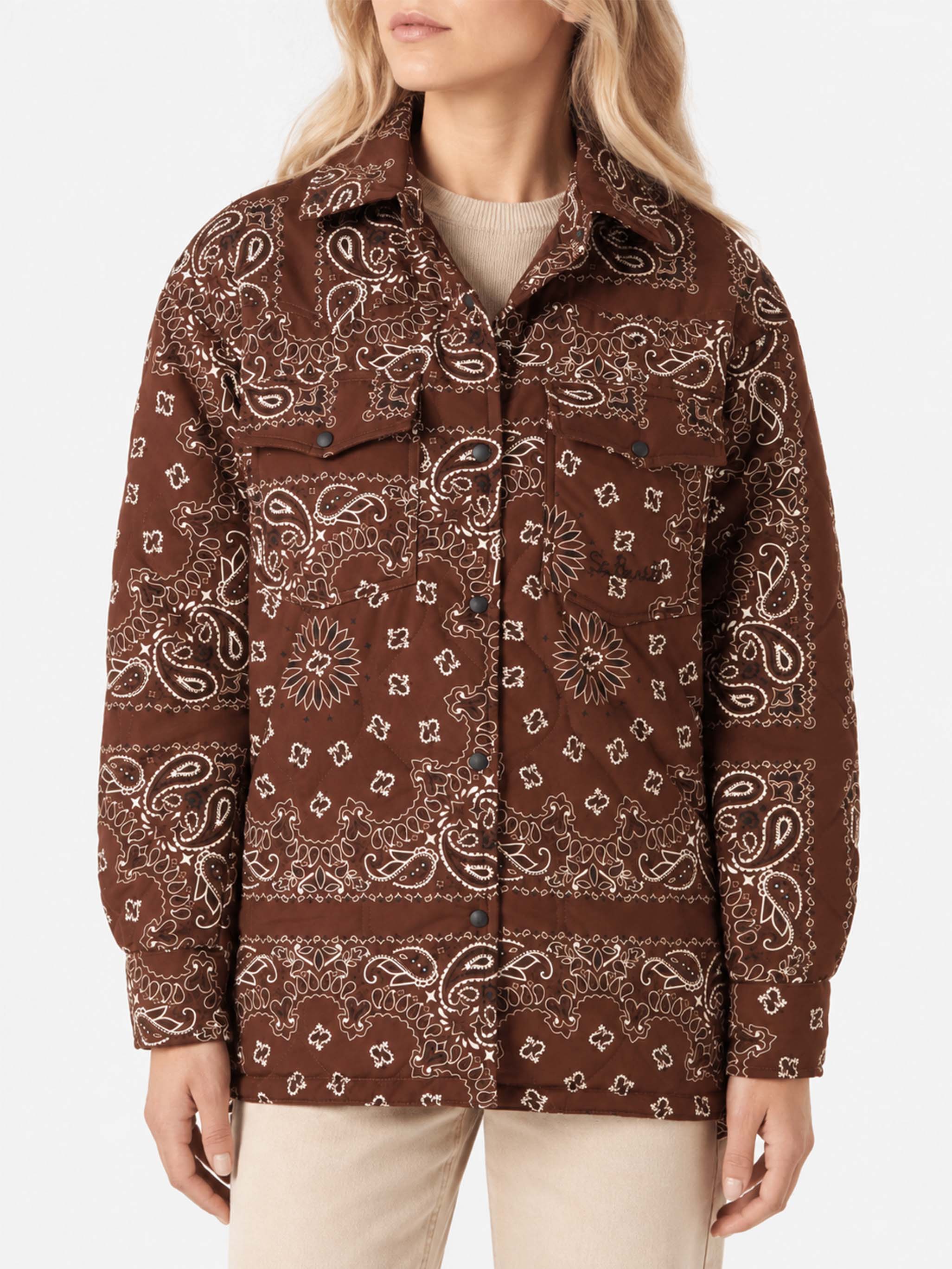 Brown Kimmy quilted jacket with bandanna print – MC2 Saint Barth