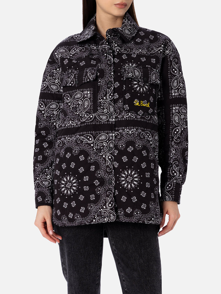 Woman jacket with black bandanna print - MC2 Saint Barth