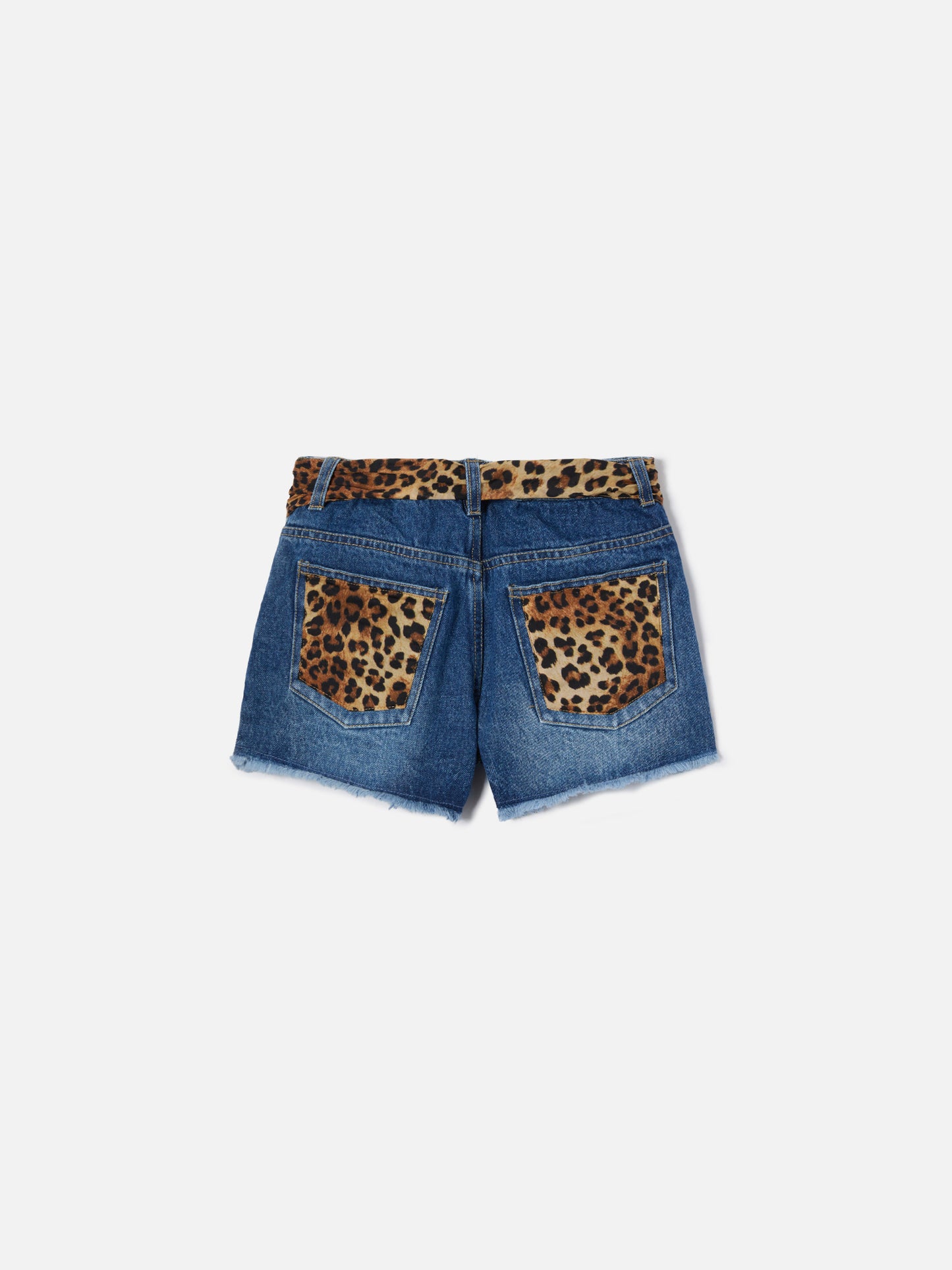 Short en coton Kiko Jr avec détails léopard