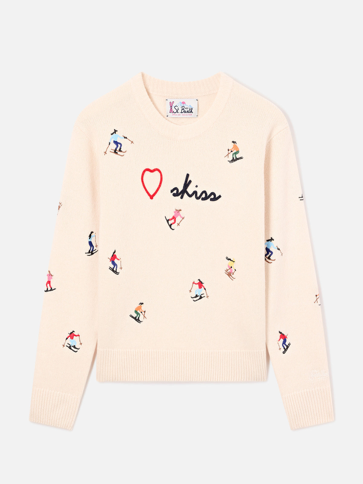 Pull col rond en laine Kyla Off white avec broderie Skiss