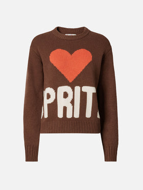 Kyla wool sweater in brown with Spritz jacquard