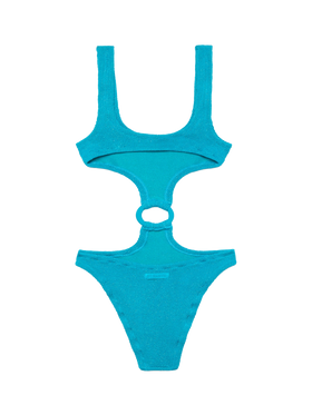 Laurel crinkle teal cut-out one-piece swimsuit - MC2 Saint Barth