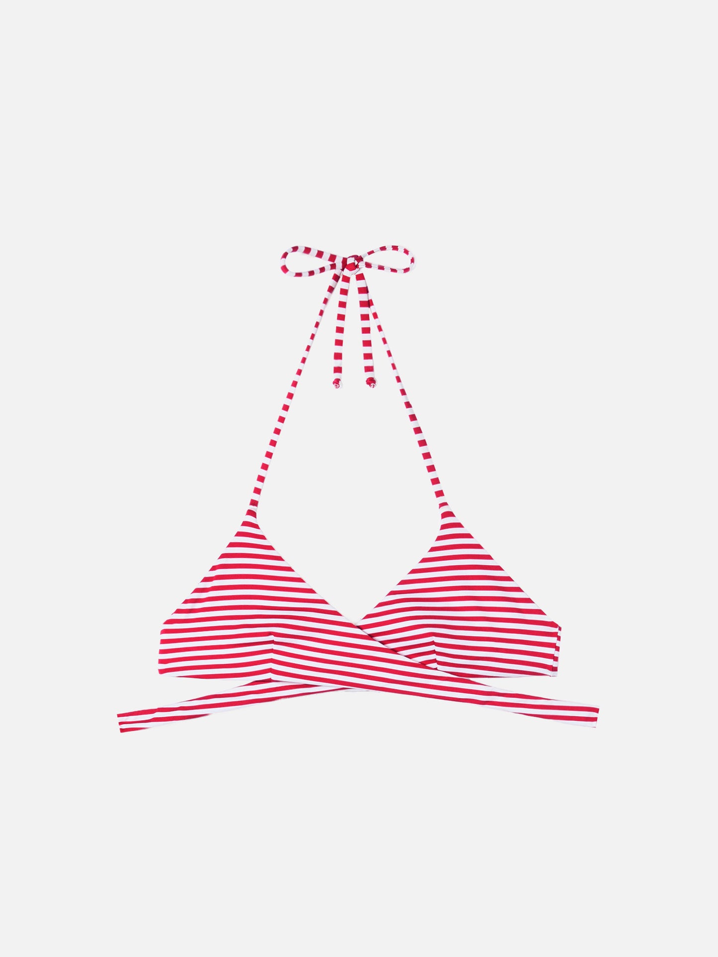 Top a triangolo con stampa a righe rosse