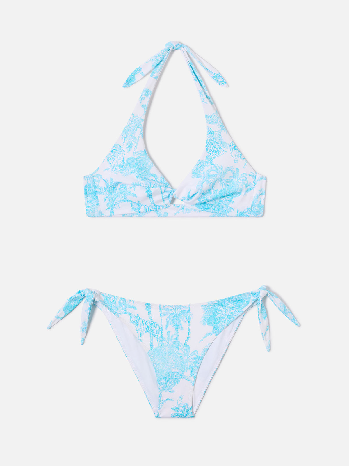 Bikini Leda Yali con stampa toile de jouy azzurra