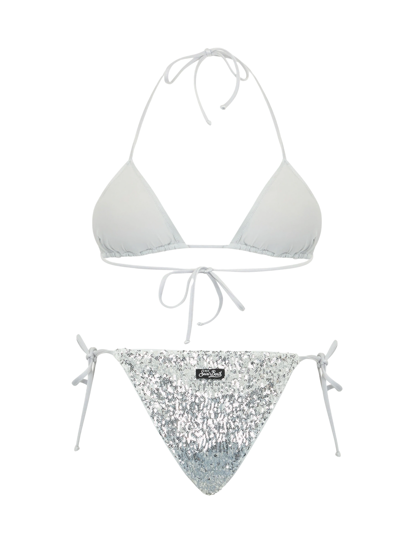 Woman silver sequins triangle bikini Leah Marielle