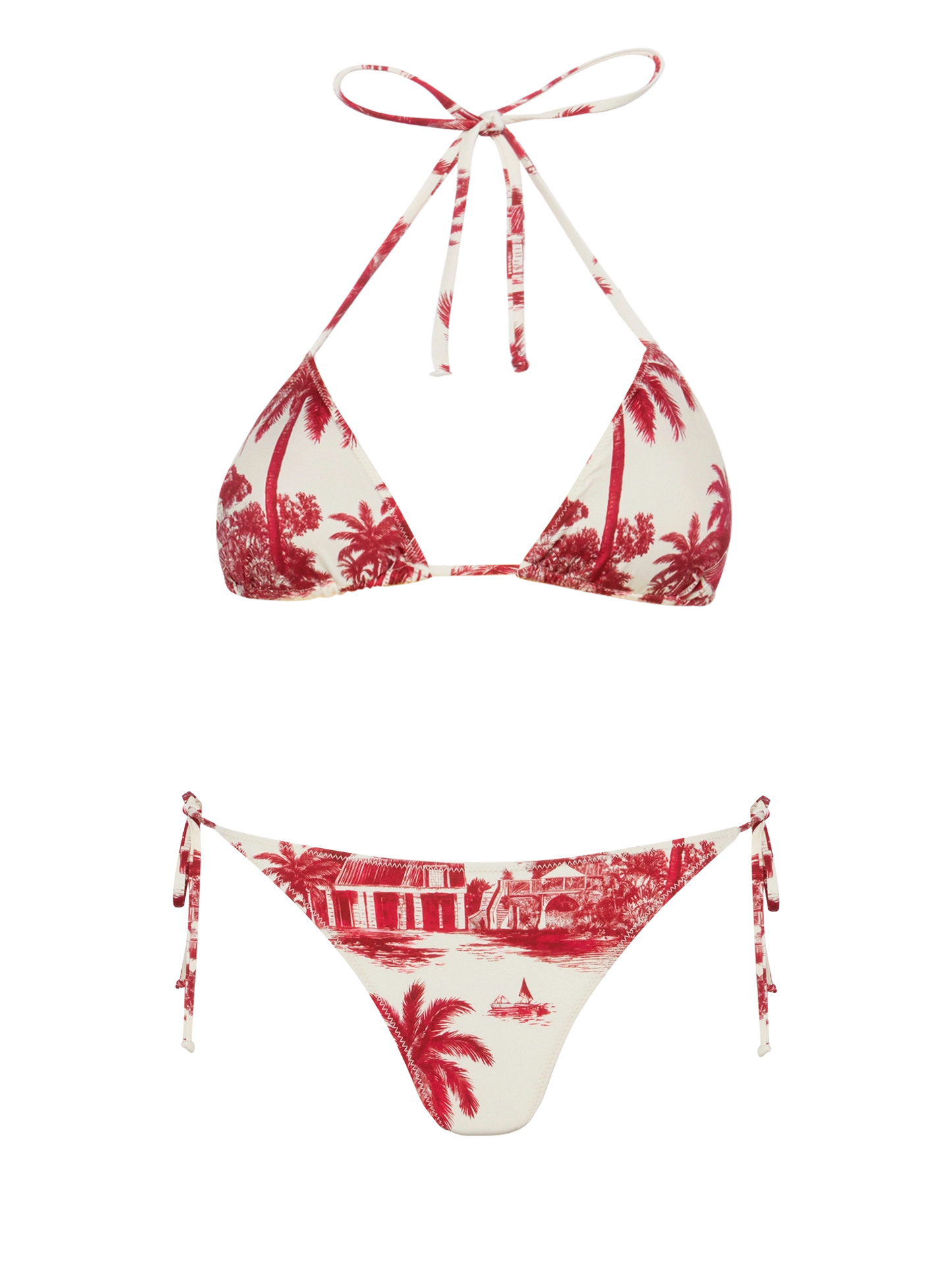 Classic triangle bikini Leah Virgo with toile de jouy print | AI BY RICKDICK SPECIAL EDITION - MC2 Saint Barth