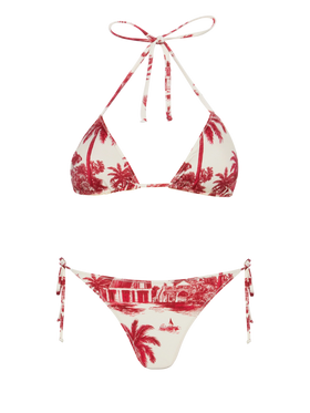 Classic triangle bikini Leah Virgo with toile de jouy print | AI BY RICKDICK SPECIAL EDITION - MC2 Saint Barth