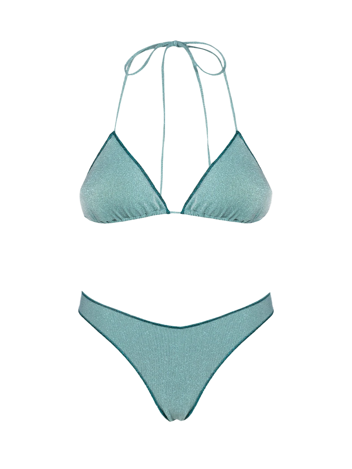 Wassergrüner Damen-Triangel-Bikini aus Lurex Leah Naomi