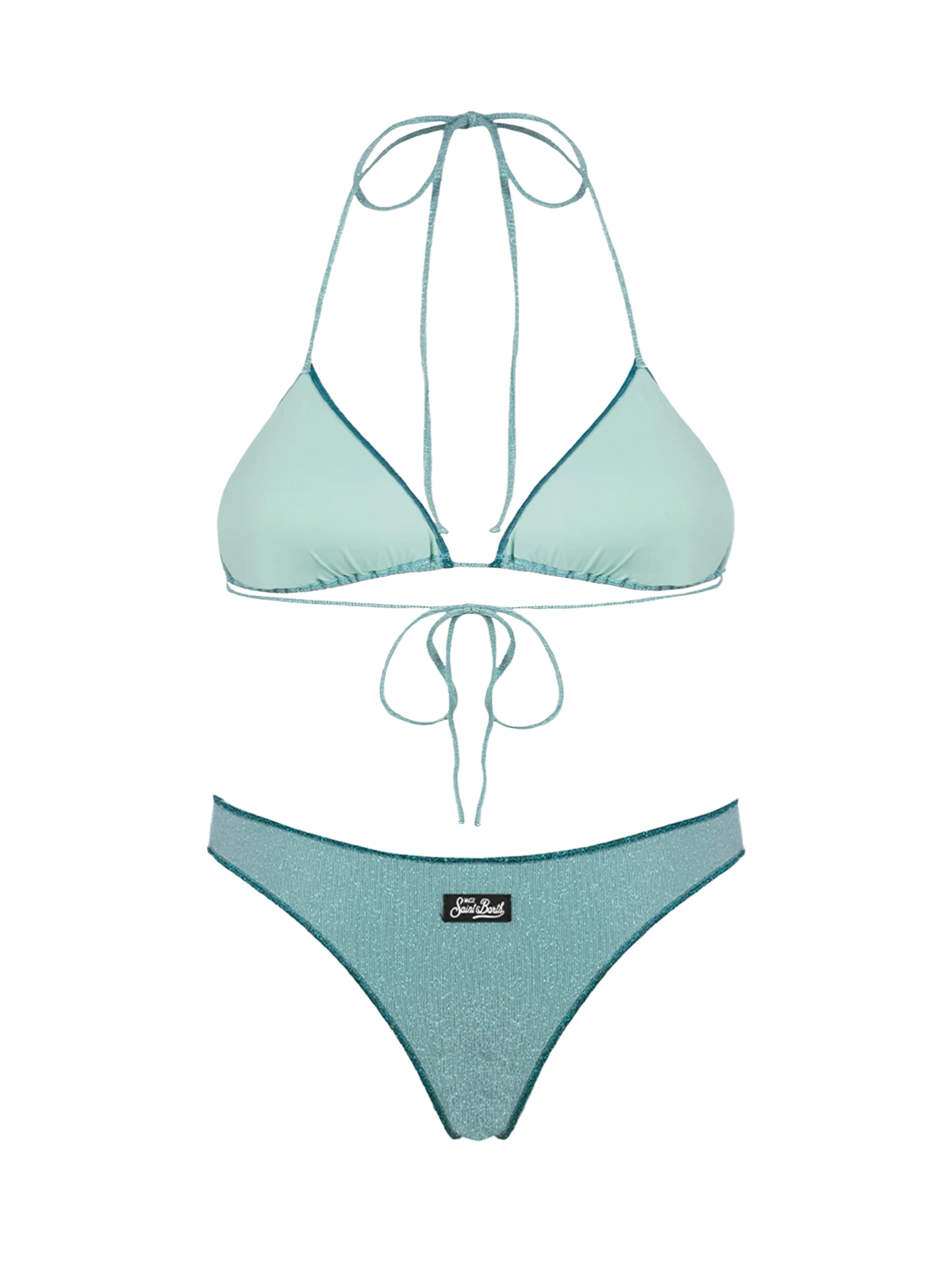Wassergrüner Damen-Triangel-Bikini aus Lurex Leah Naomi